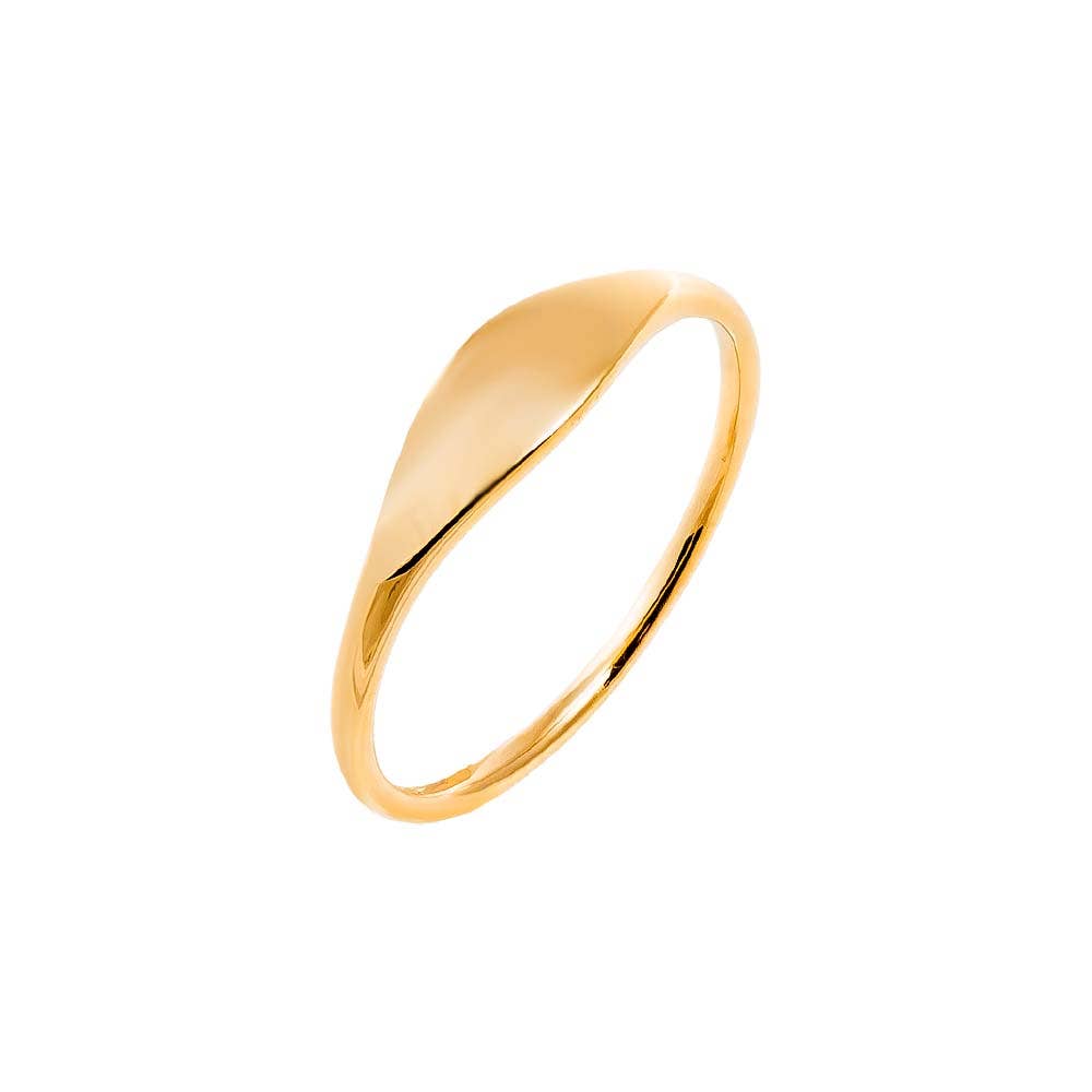 Solid Flat Stretched Signet Ring 14K: 14K Gold / 6