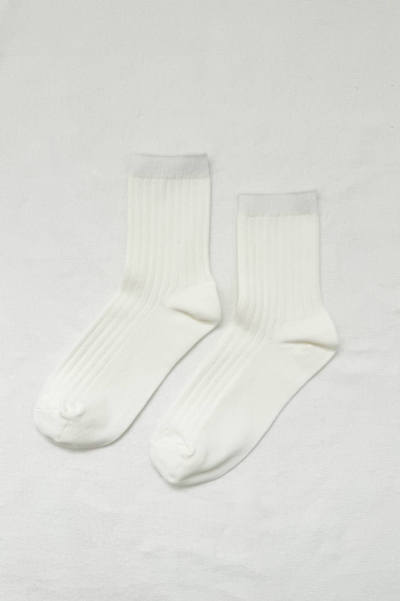Her Socks - Mercerized Combed Cotton Rib: Porcelain